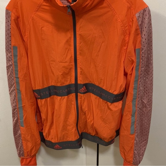Adidas x Stella McCartney hot orange mesh logo zip up windbreaker - Picture 6 of 7